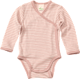 Wickelbody aus Bio-Wolle und Seide, rosa & weiß, Gr. 74/80 ALANA