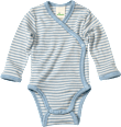 Wickelbody aus Bio-Wolle und Seide, blau & weiß, Gr. 50/56 ALANA