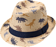 Strohhut mit Dino-Muster, beige, Gr. 52/53 PUSBLU