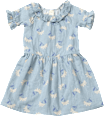 Kleid aus Musselin mit Blumen-Muster, blau, Gr. 122 ALANA