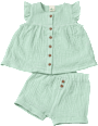 Set mit T-Shirt und kurzer Hose aus Musselin, grün, Gr. 80 ALANA