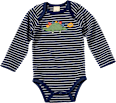 Body Langarm mit Dino-Motiv, blau, Gr. 86/92 ALANA
