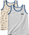 Unterhemden mit Auto-Motiv, beige + grau, Gr. 134/140 ALANA