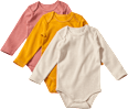 Bodys Langarm, rosa + gelb + beige, Gr. 98/104 ALANA
