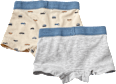 Boxerhorts mit Auto-Motiv, beige + grau, Gr. 134/140 ALANA