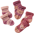 Socken mit Ringeln & Tier-Motiven, lila, Gr. 13/14 ALANA