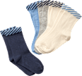 Socken, blau + weiß + grau, Gr. 23/26 PUSBLU