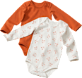 Bodys Langarm, braun + weiß, Gr. 74/80 ALANA