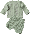 Set mit Wickelshirt und Shorts aus Musselin, grün, Gr. 86/92 ALANA