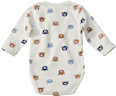 Wickelbody mit Bären-Muster, weiß & braun & blau, Gr. 50/56 ALANA