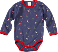 Body Langarm mit Wichtel-Muster, blau & rot, Gr. 98/104 ALANA