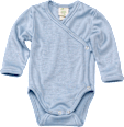 Baby Wickelbody, Gr. 50/56, in Bio-Wolle und Seide, blau, für Mädchen und Jungen ALANA