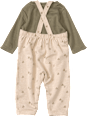 Set mit Langarmshirt & Latzhose, beige + grün, Gr. 62 ALANA