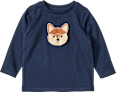 Langarmshirt mit Hund & Fuchs Klett-Patches zum Wechseln, blau, Gr. 92 ALANA