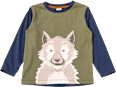 Langarmshirt mit Wolf-Applikation, grün & blau, Gr. 98 ALANA