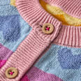Strickjacke mit Herz-Muster, blau & rosa & gelb, Gr. 86 ALANA