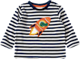 Langarmshirt mit Ringeln & Raketen-Motiv, blau & weiß, Gr. 80 ALANA