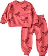 Set mit Sweatshirt & Hose mit Dino-Muster, rot, Gr. 80 ALANA