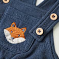 Latzhose mit Fuchs-Stickerei, blau, Gr. 74 ALANA