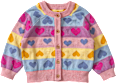 Strickjacke mit Herz-Muster, blau & rosa & gelb, Gr. 86 ALANA