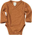 Wickelbody aus Bio-Wolle und Seide, braun, Gr. 74/80 ALANA