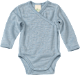 Wickelbody aus Bio-Wolle und Seide, blau, Gr. 50/56 ALANA