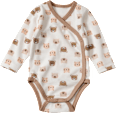Wickelbody mit Bären-Muster, beige & braun, Gr. 62/68 ALANA