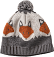 Mütze mit Bommel & Fuchs-Muster, grau, Gr. 50/51 ALANA