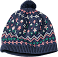 Mütze mit Bommel & Blumen-Muster, blau, Gr. 50/51 ALANA