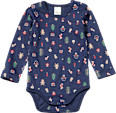 Body Langarm mit Weihnachts-Muster, blau, Gr. 74/80 ALANA