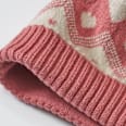 Mütze mit Bommel & Herz-Muster, rosa & beige, Gr. 54/55 ALANA