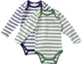 Bodys Langarm mit Ringel-Muster, grün + blau, Gr. 86/92 ALANA