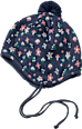 Mütze mit Bommel & Blumen-Muster, blau, Gr. 46/47 ALANA