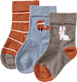 Socken mit Ringeln + Tier-Motiv, braun + blau, Gr. 23/26 ALANA