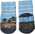 Stoppersocken mit Bär & Wald-Motiv, blau & rot, Gr. 21/22 PUSBLU