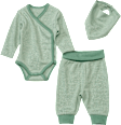 Erstlingsset mit Wickelbody, Hose & Halstuch, grün, Gr. 62/68 ALANA
