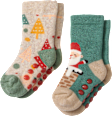 ABS Socken mit Weihnachts-Motiv, blau + beige, Gr. 19/22 PUSBLU