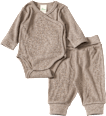 Set mit Wickelbody & Hose mit Ripp-Struktur, beige, Gr. 50/56 ALANA