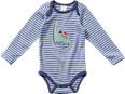 Body Langarm mit Dino-Applikation, blau, Gr. 74/80 ALANA