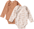 Bodys Langarm mit Bären-Muster, braun + beige, Gr. 98/104 ALANA