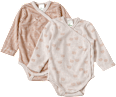Wickelbodys mit Bären-Muster, beige + braun, Gr. 50/56 ALANA