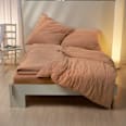 Bettwäsche-Set aus Musselin, braun, 135 x 200 + 80 x 80 cm ALANA