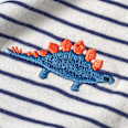 T-Shirt mit Ringel-Muster & Dino-Applikation, weiß & blau, Gr. 98 ALANA