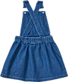 Latzkleid mit Rüschen & Regenbogen-Applikation, blau, Gr. 92 ALANA
