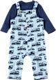 Set mit Latzhose mit Einsatzfahrzeug-Muster & Langarmshirt, blau, Gr. 74 ALANA