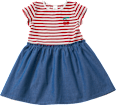 Kleid mit Ringeln & Kirsch-Applikation, rot & blau, Gr. 134 ALANA