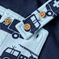 Set mit Latzhose mit Einsatzfahrzeug-Muster & Langarmshirt, blau, Gr. 74 ALANA
