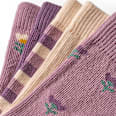 Socken mit Blumen-Muster, weiß + lila, Gr. 19/22 PUSBLU