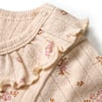 Body Kurzarm mit Ajour-Struktur und Blumen-Muster, beige, Gr. 98/104 ALANA