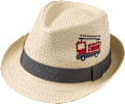 Strohhut mit Feuerwehr-Motiv, beige, Gr. 48/49 PUSBLU